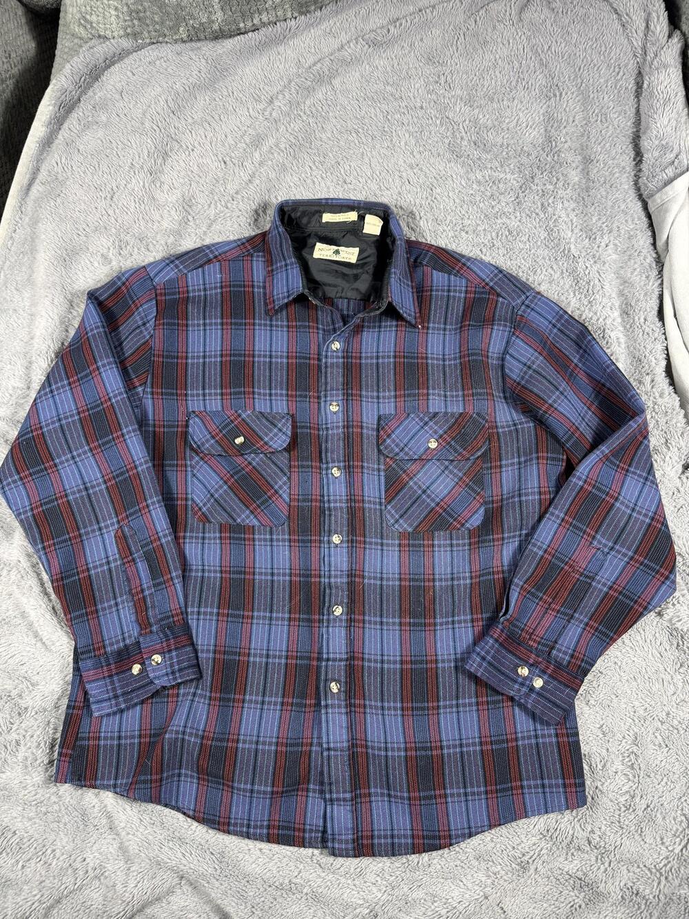 Northwest Territory Shirt Mens XL Blue Plaid Long Sleeve Flannel Button Up